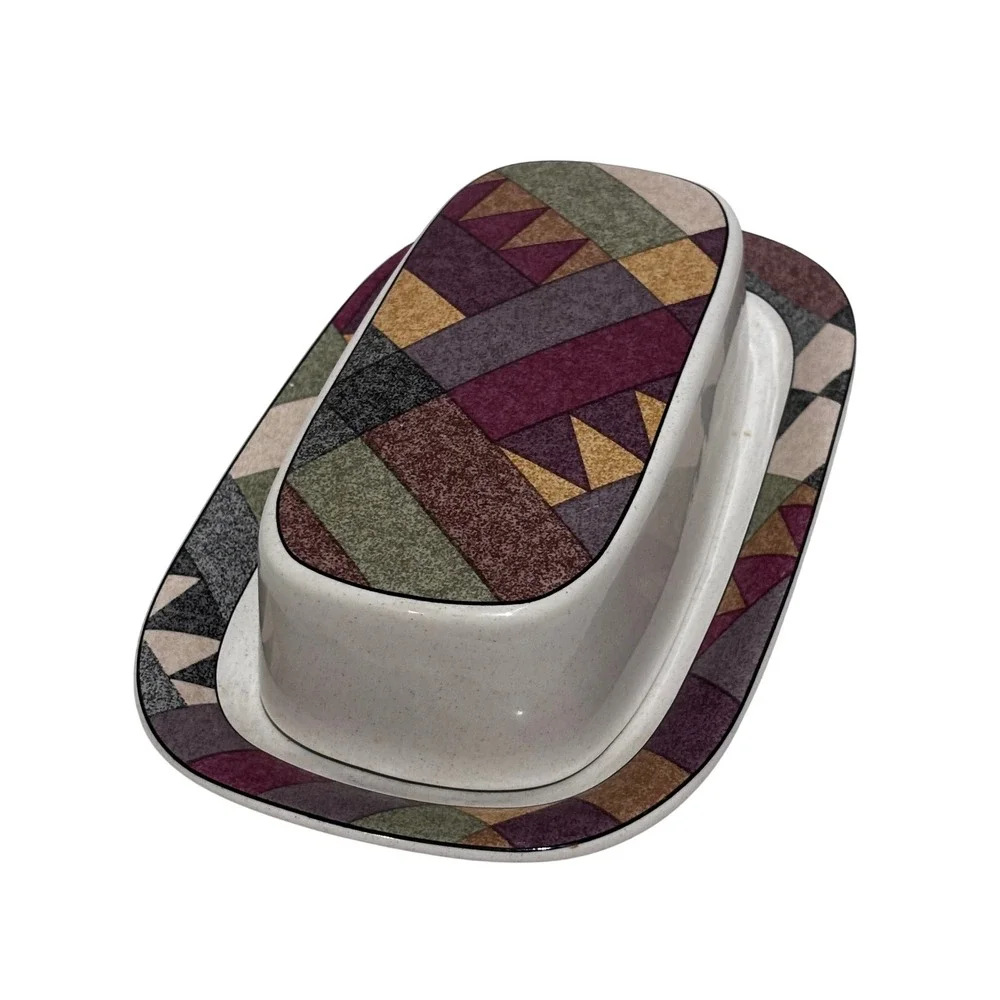 Studio Nova Palm Desert Butter Dish Lid Nancy Green Geometric Y2216 Stoneware
